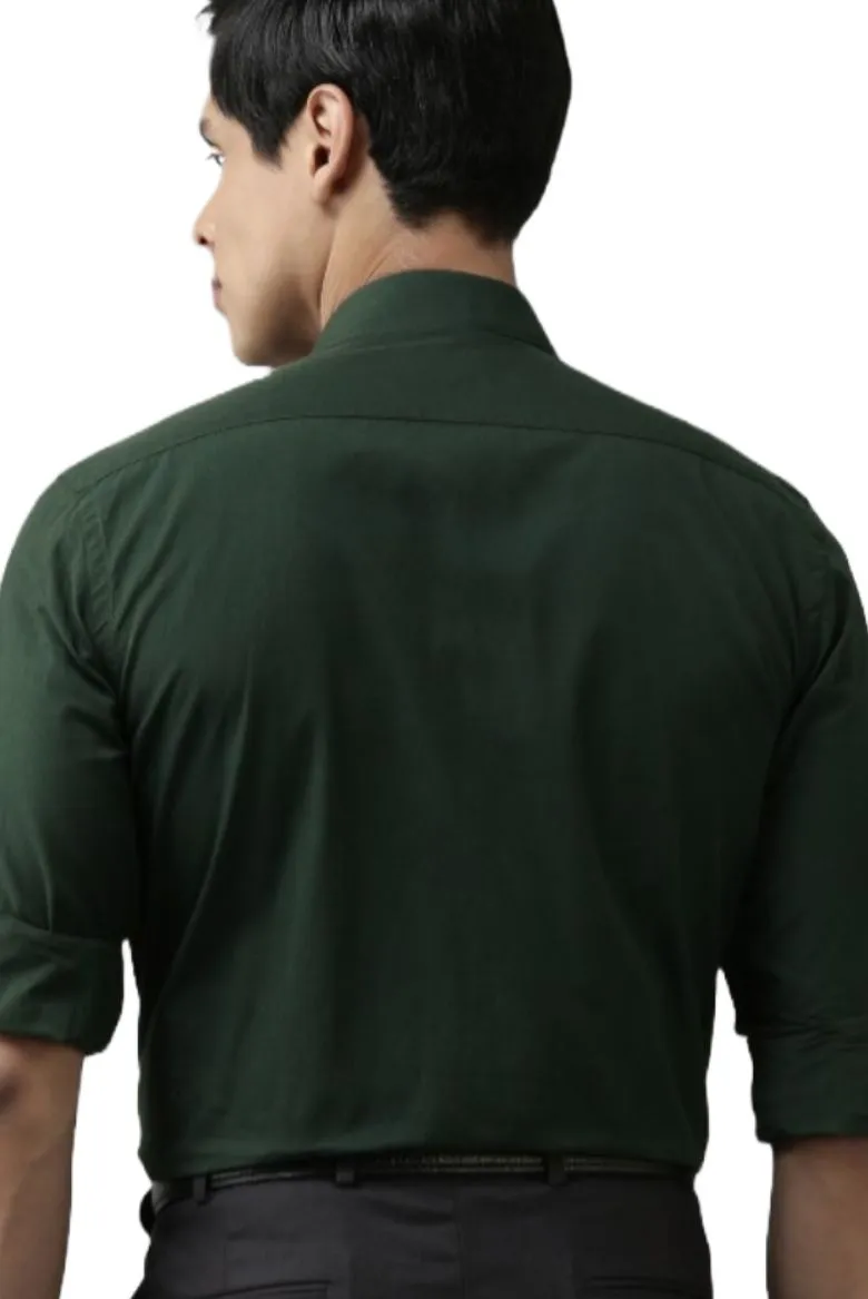 Green Formal Shirt Plain 100% Cotton Slim Fit Full Sleeve